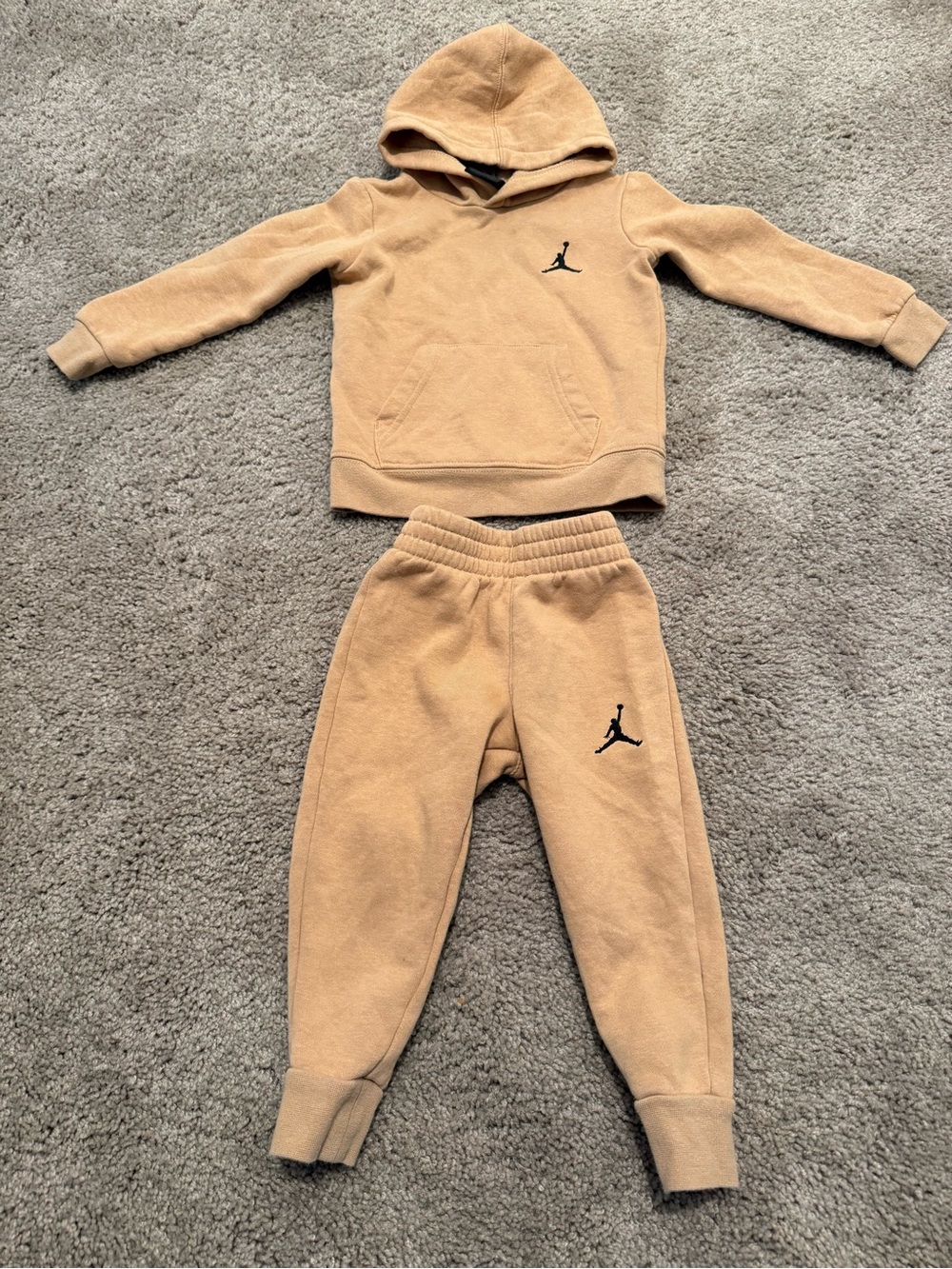 Kids Tan Hoodie & Jogger Set with Jumpman Logo
